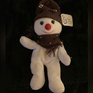 Plush Snowman with Brown Hat and Scarf